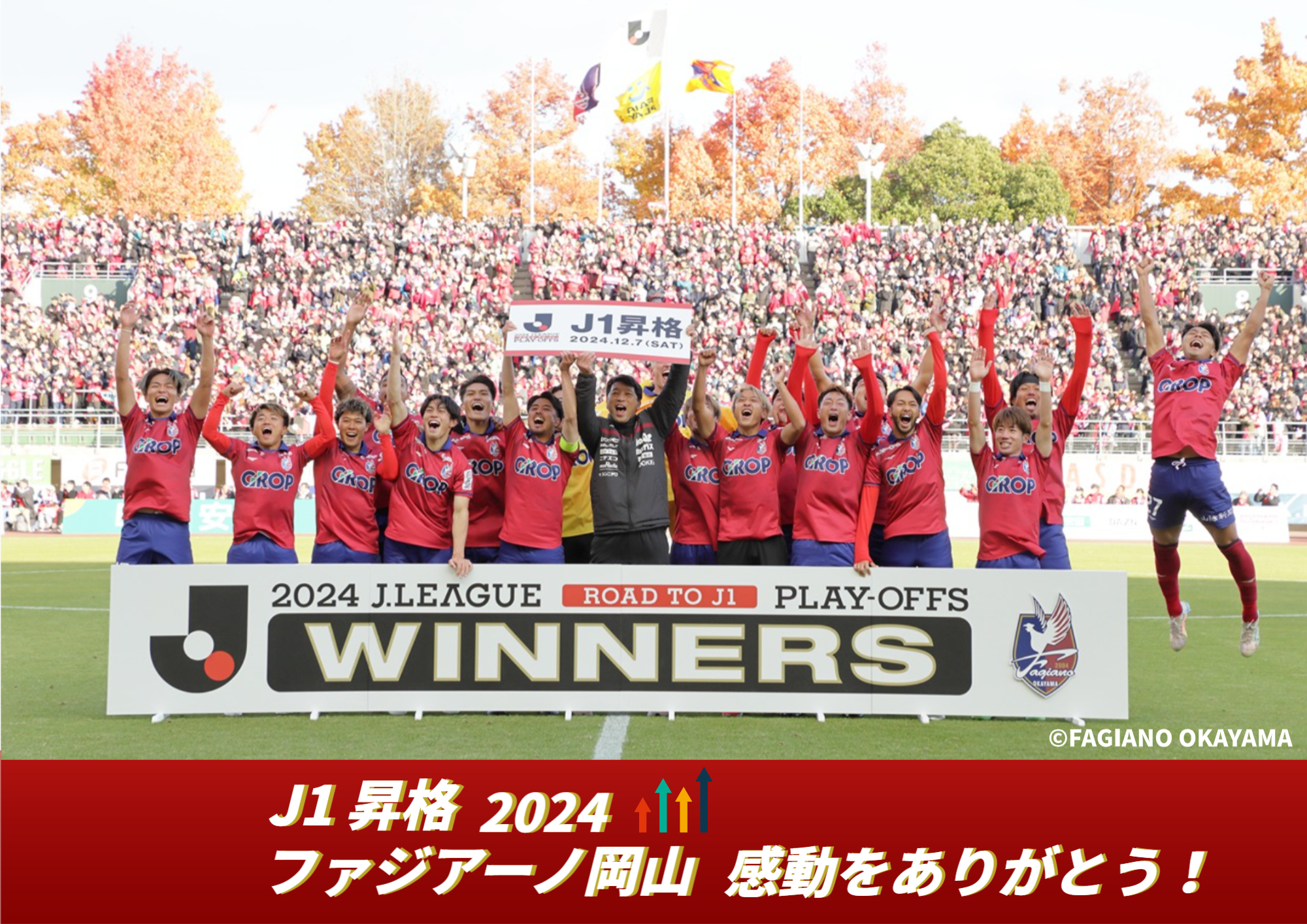 感動をありがとう♡ 全員で勝った♡ファジアーノ岡山 J1リーグ昇格 